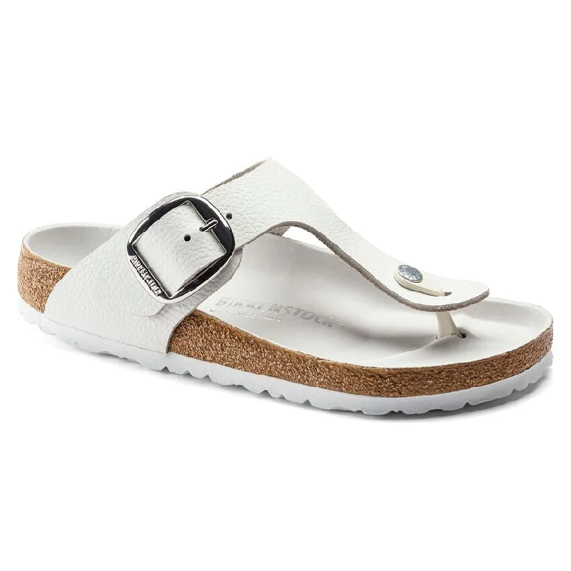 sandals with arch support for all-day wearGizeh Big Buckle Leather White