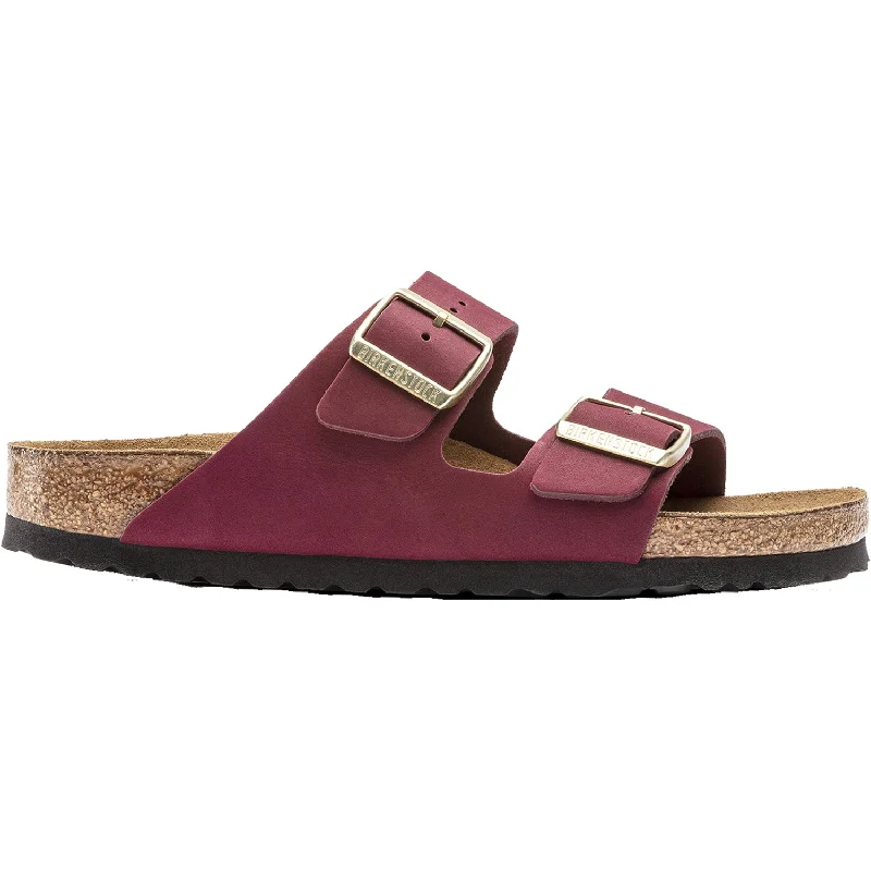 sandals for stylish vacation vibesWomen's Birkenstock Arizona Soft Footbed Maroon Nubuck