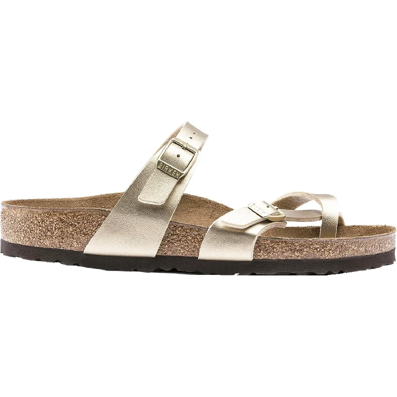 sandals for luxury vacation adventuresWomen's Birkenstock Mayari Gold Birko-Flor