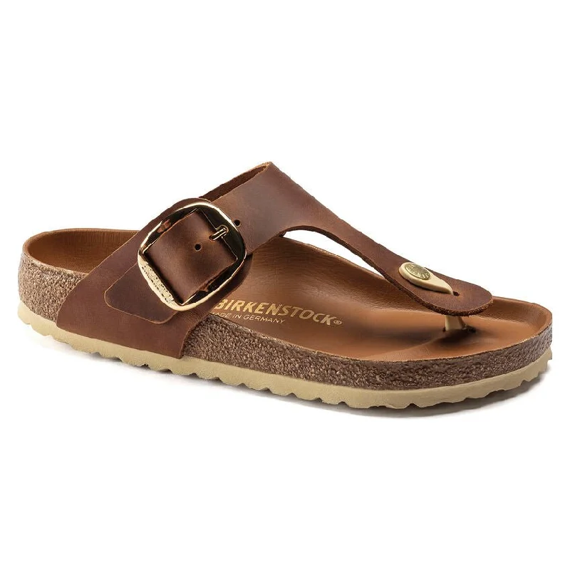 sandals for tropical getawaysBirkenstock Gizeh Big Buckle Oiled Nubuck Leather Cognac