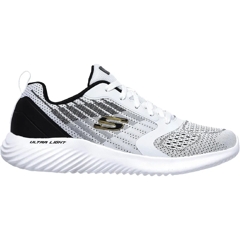 athletic shoes with wide fit options for comfortMen's Skechers Bounder Verkona White/Black Knit Fabric