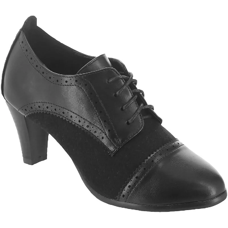 Masseys Womens Olive Faux Leather Dressy Oxfords