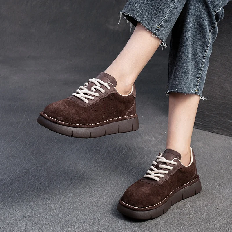 casual shoes for men with a classic slip-on styleWomen Minimalism Vintage Suede Flat Casual Shoes