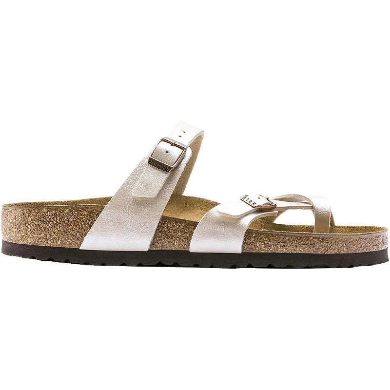 sandals for trendy beachwearWomen's Birkenstock Mayari Graceful Pearl White Birko-Flor