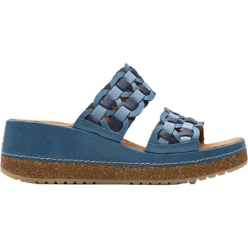 sandals for all-day outdoor activitiesWomen's Clarks Kassanda Mule Blue Combi Leather/Synthetic