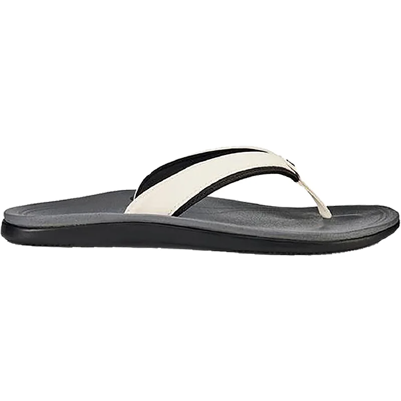 sandals for walking by the oceanWomen's OluKai Punua White/Charcoal Synthetic