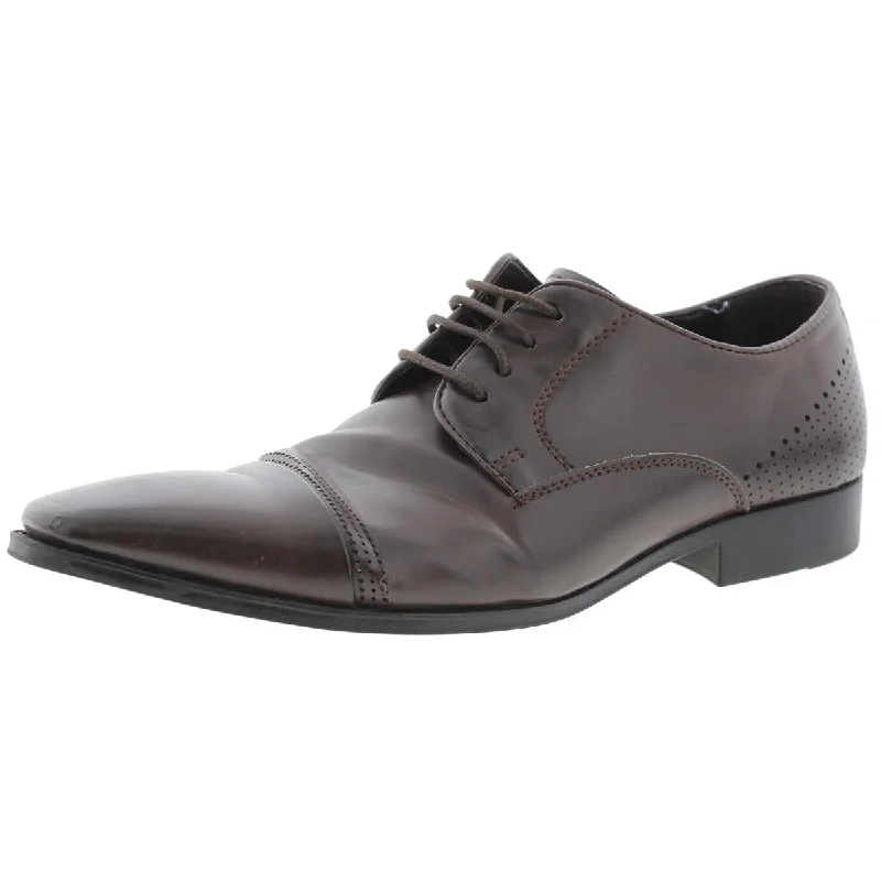 Unlisted Kenneth Cole Mens Lesson Plan Faux Leather Toe Cap Oxfords