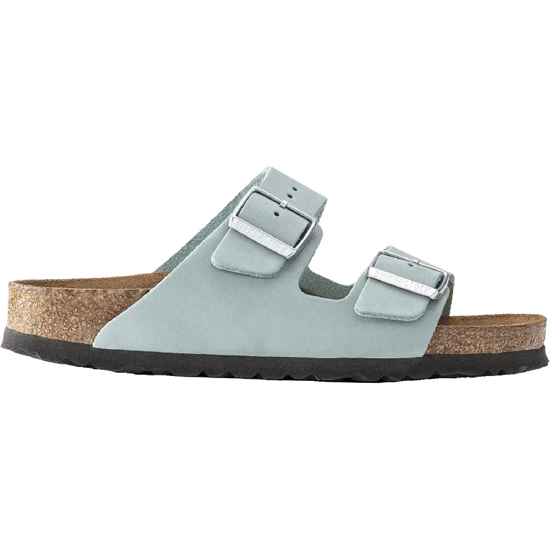 sandals for tropical getawaysWomen's Birkenstock Arizona Soft Footbed Faded Aqua Nubuck