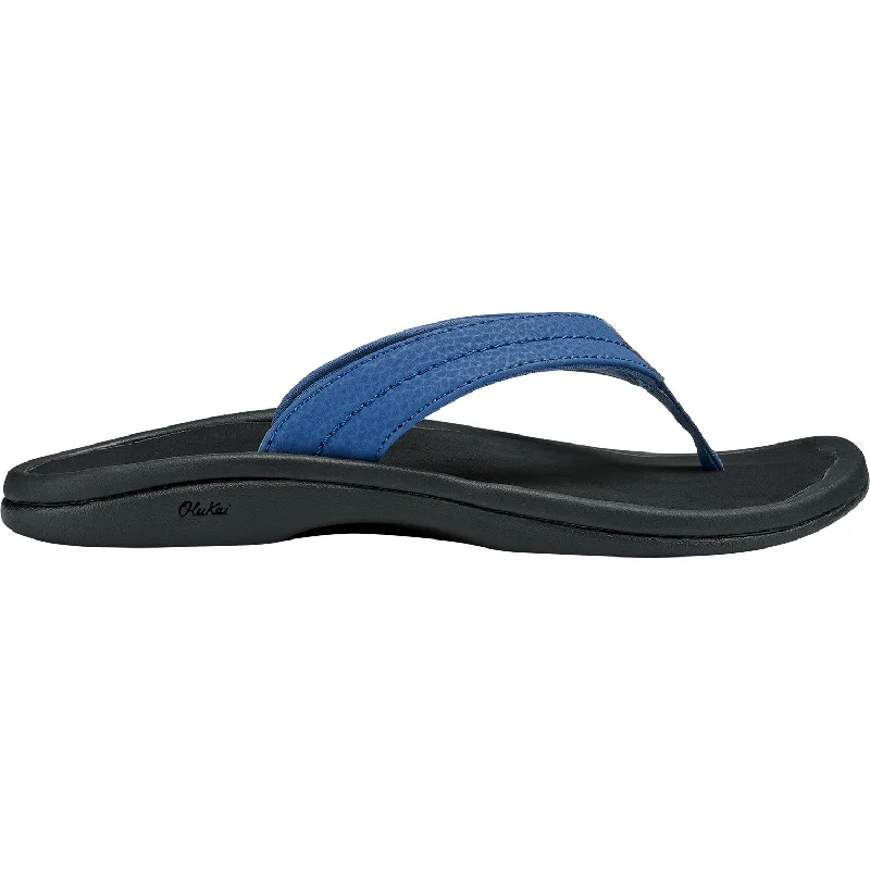 slip-on sandals for womenWomen's Olukai Ohana Blue Mist/Black Synthetic