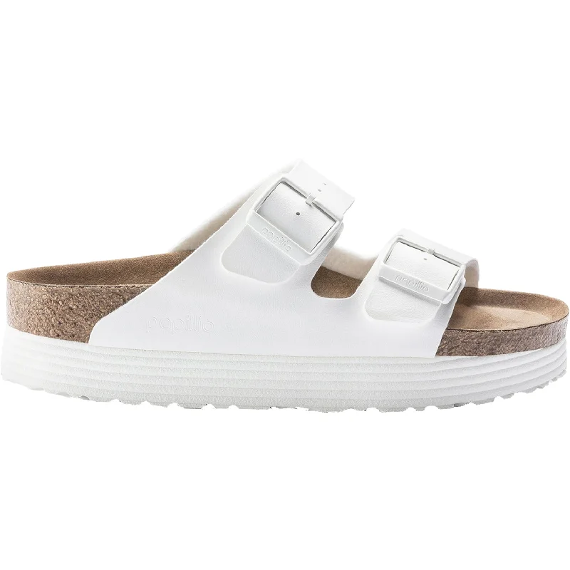 sandals for comfortable city walksWomen's Birkenstock Papillio Arizona Platform Vegan White Birko-Flor