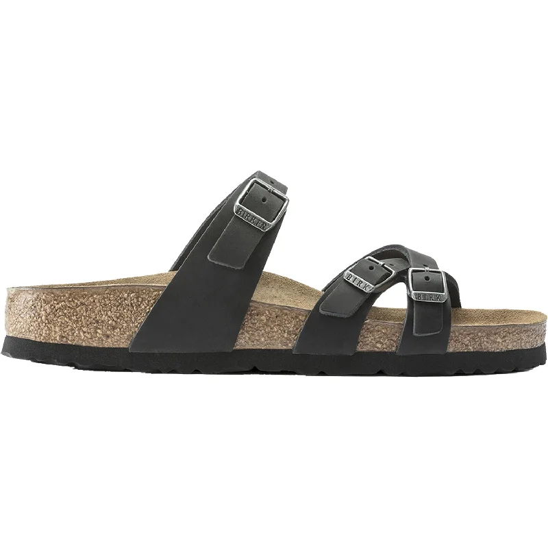 sandals for leisurely walks at the beachWomen's Birkenstock Franca Black Oiled Leather