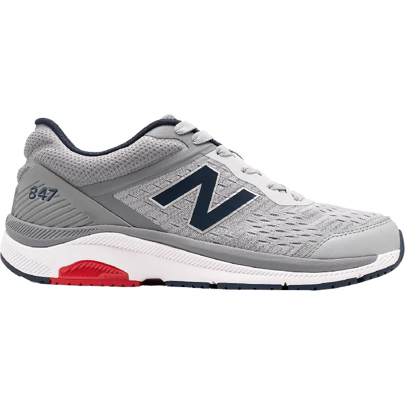 athletic shoes for jumping with superior shock absorptionMen's New Balance MW847LG4 Walking Shoe Silver Mink/Gunmetal Synthetic