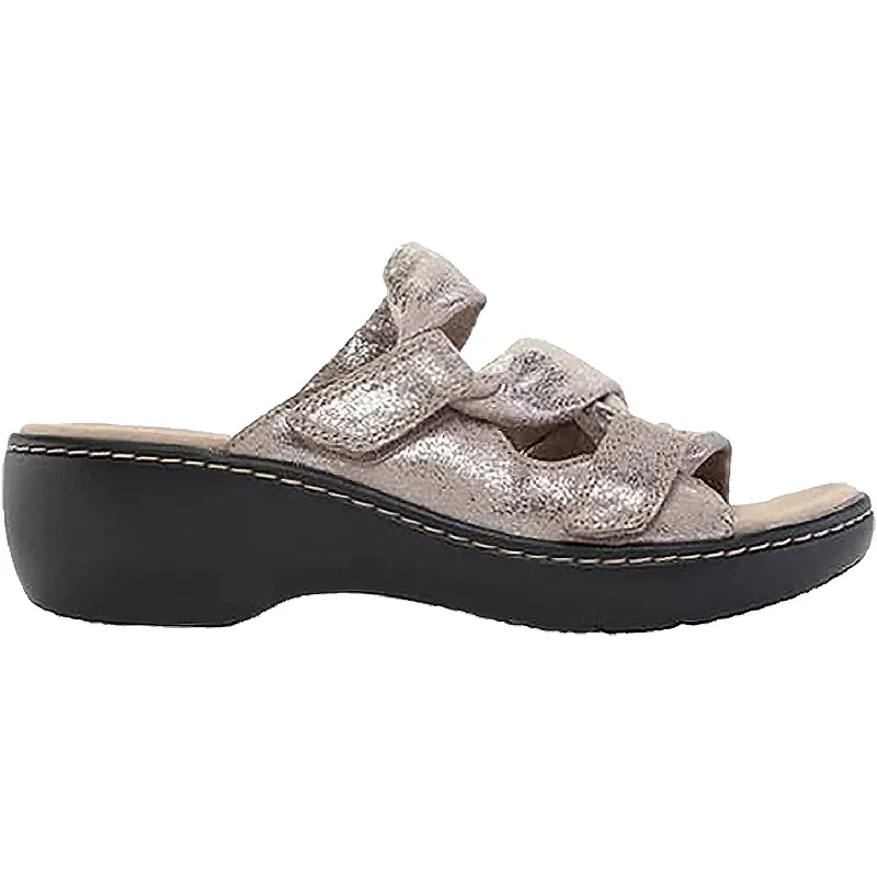 sandals for summer hikingWomen's Clarks Delana Jazz Pewter Metallic Leather