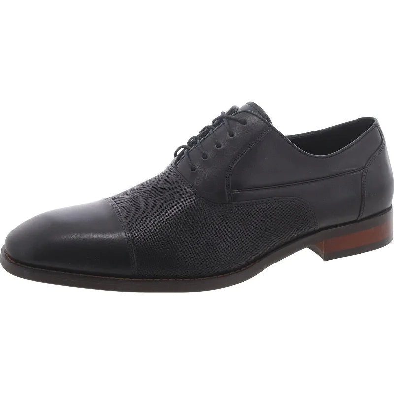 Steve Madden Mens Proctor Leather Textured Oxfords