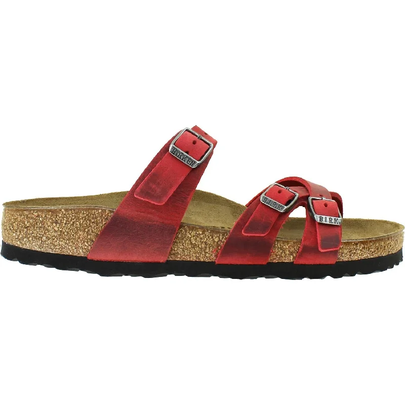 sandals for trendy sunny styleWomen's Birkenstock Franca Fire Red Oiled Leather