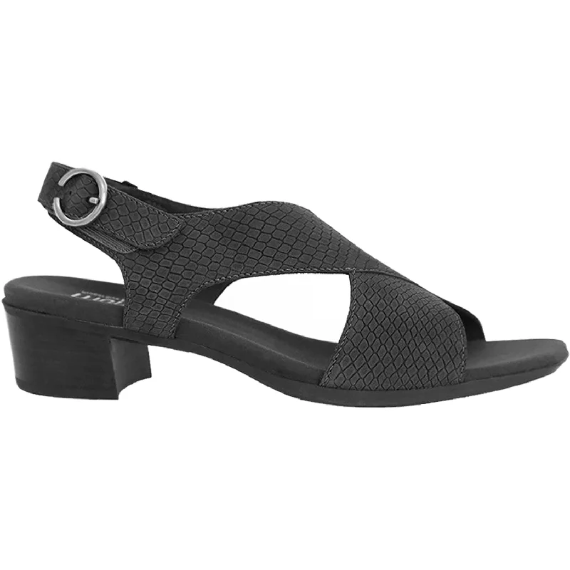 sandals for outdoor partiesWomen's Munro Jenny Black Lizard Print Nubuck