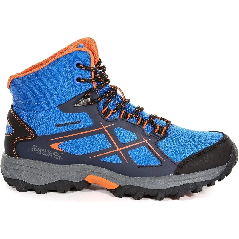 Trendy boots with a mix of textures for added interestRegatta Kota Mid Junior Waterproof Walking Boots - Blue