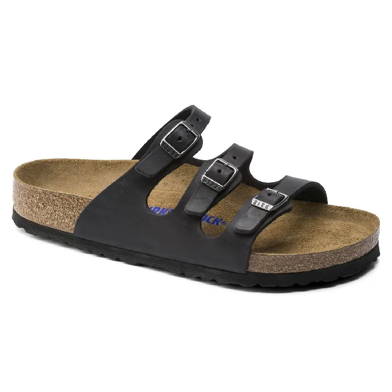 sandals for sunny beach adventuresBirkenstock Florida Black Soft Footbed Oiled Leather