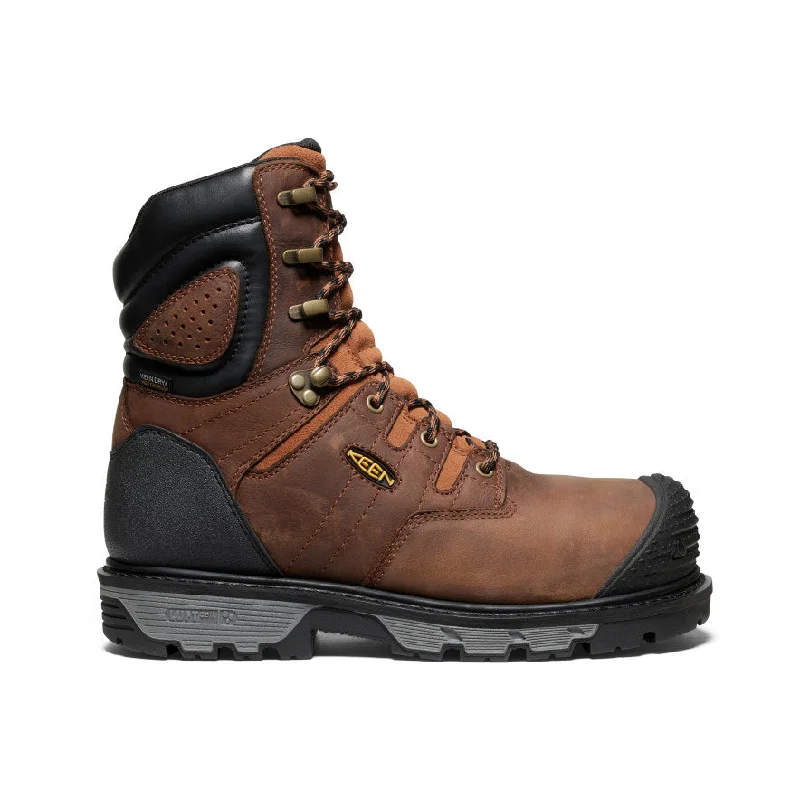 Warm boots with an adjustable strap for a secure fitMen's Camden 8" Insulated Waterproof Boot (Carbon Toe)  |  Leather Brown/Black