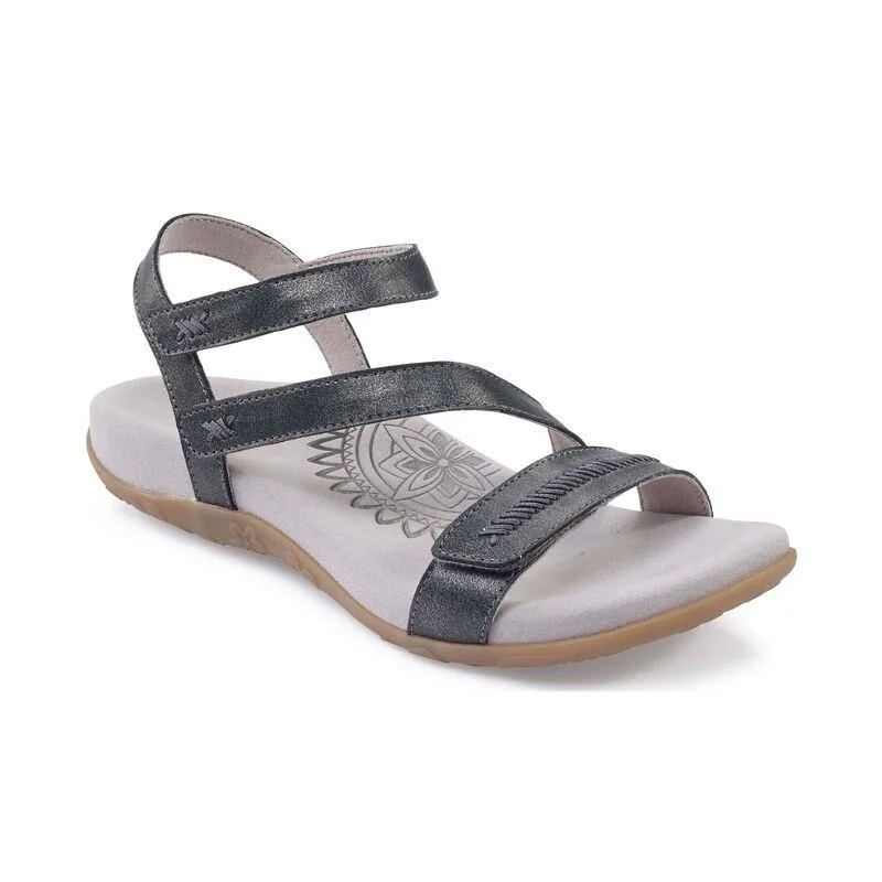 sandals for hot summer eveningsAetrex Gabby Adjustable Quarter Strap Sandal Pewter