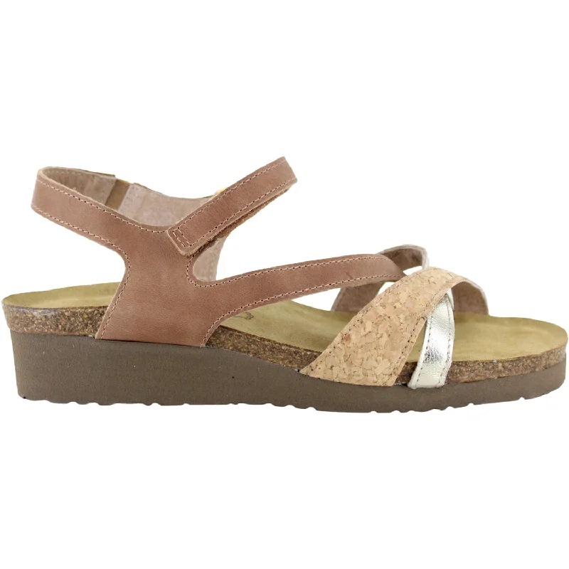 sandals for summer walks on the beachWomen's Naot Sophia Latte Brown/Cork Lthr/Radiant Gold Leather