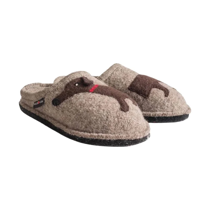 slippers with extra soft liningslippers for men with adjustable buckle -Haflinger Doggy Slippers - Earth