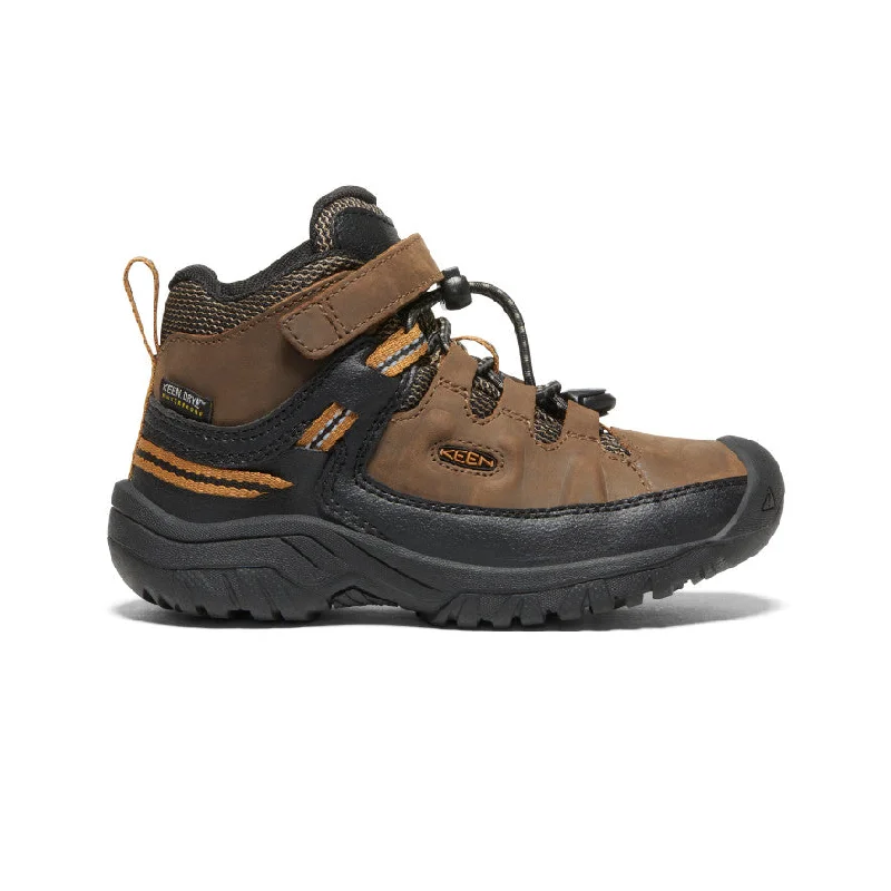 Boots with unique heel shapes for a distinctive lookLittle Kids' Targhee Waterproof Boot  |  Dark Earth/Golden Brown