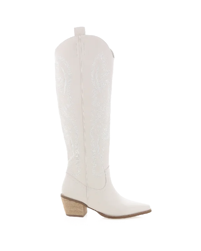 Trendy boots with zipper accents for added flairDOLORES - IVORY