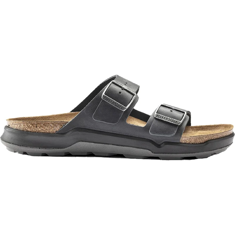 sandals for hot summer city walksMen's Birkenstock Arizona Rugged Black Oiled Leather