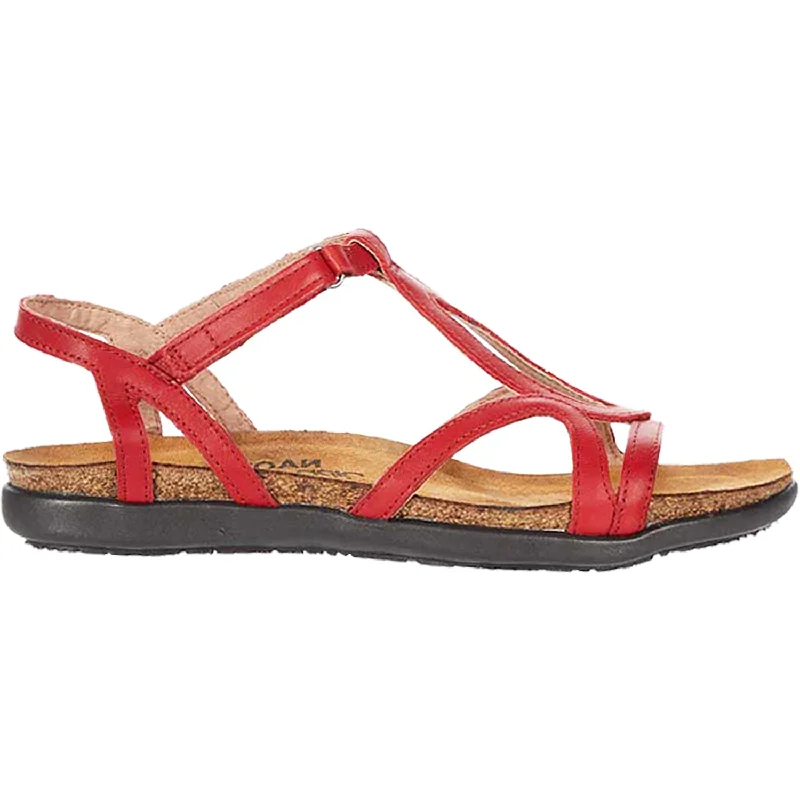 sandals for low-key beach outingsWomen's Naot Dorith Kiss Red Leather