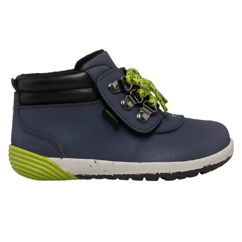 Stylish boots with a braided detail for added textureMerrell Toddler Boys Bare Steps Boot 2.0 Velcro Navy