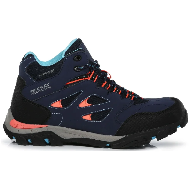 Comfortable boots with adjustable fit for added comfortRegatta Holcombe Mid Waterproof Junior Walking Boots - Navy