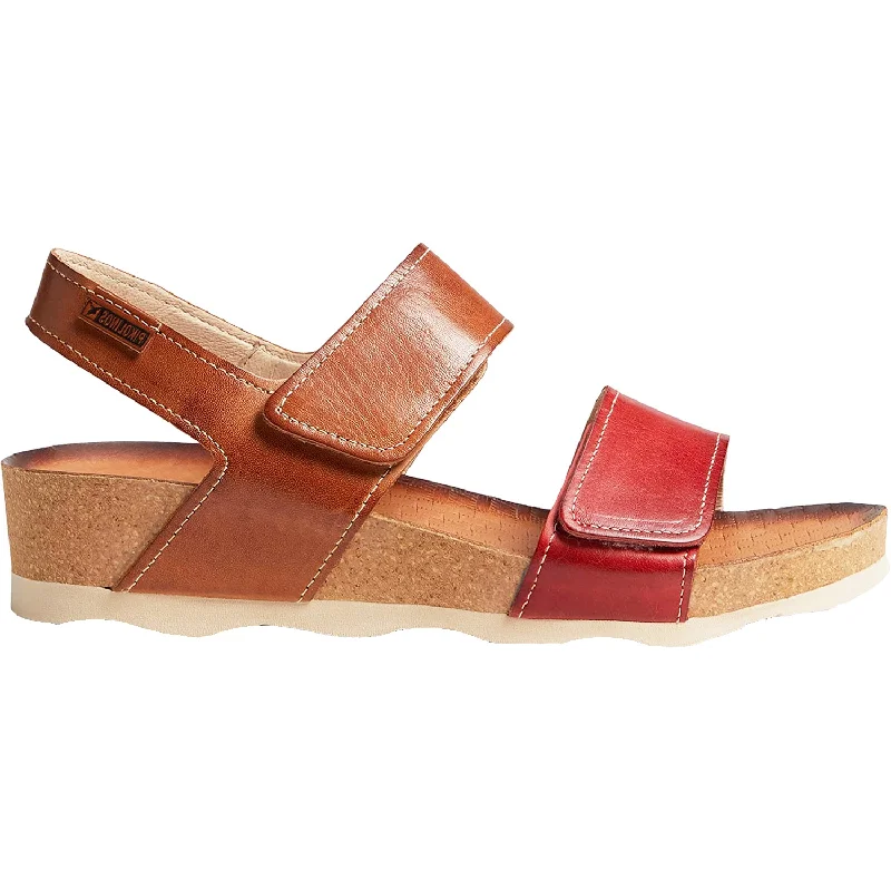 sandals for easy slip-on beach wearWomen's Pikolinos Mahon W9E-0833C1 Coral Leather