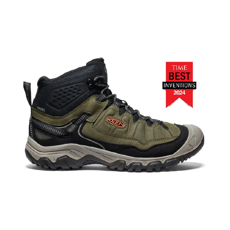 Durable boots with steel toes for added protectionMen's Targhee IV Waterproof Hiking Boot  |  Dark Olive/Gold Flame