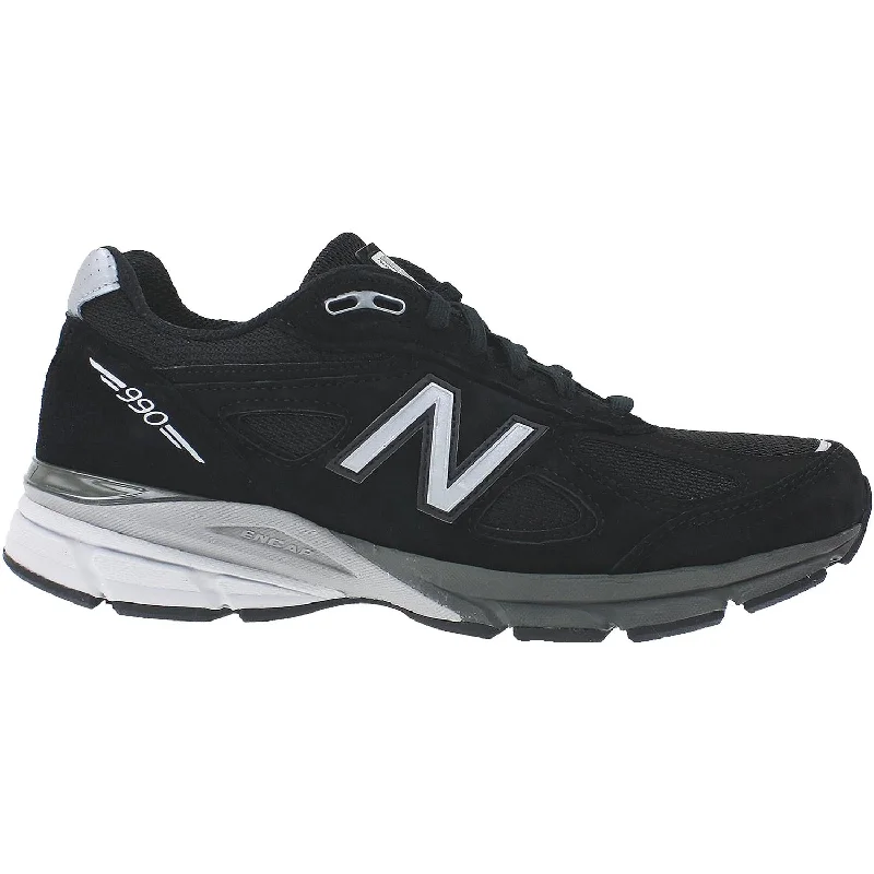 flexible athletic shoes for movementMen's New Balance M990BK4 Running Shoes Black/Silver Leather/Mesh