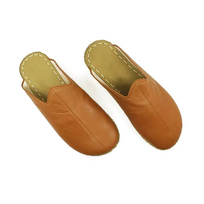 slippers for after exercise relaxationcozy slippers for women with soft soles -Closed Toe Leather Women's Slippers Matte Cocunat