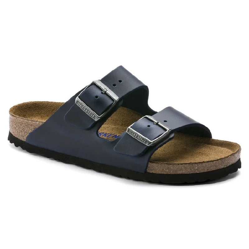 sandals with sleek leather strapsBirkenstock Arizona Soft Footbed Oiled Nubuck Leather Blue - Unisex