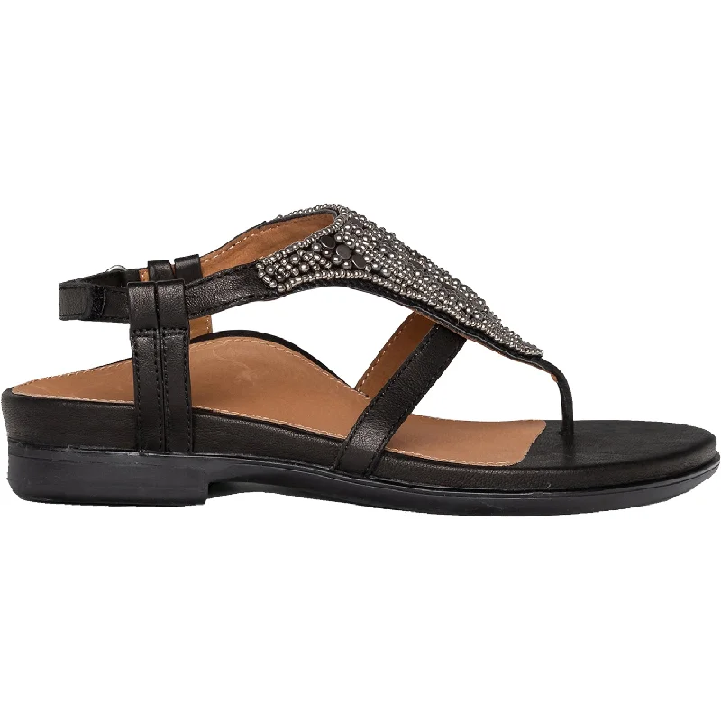 sandals with arch support for menWomen's Aetrex Sheila Black Leather