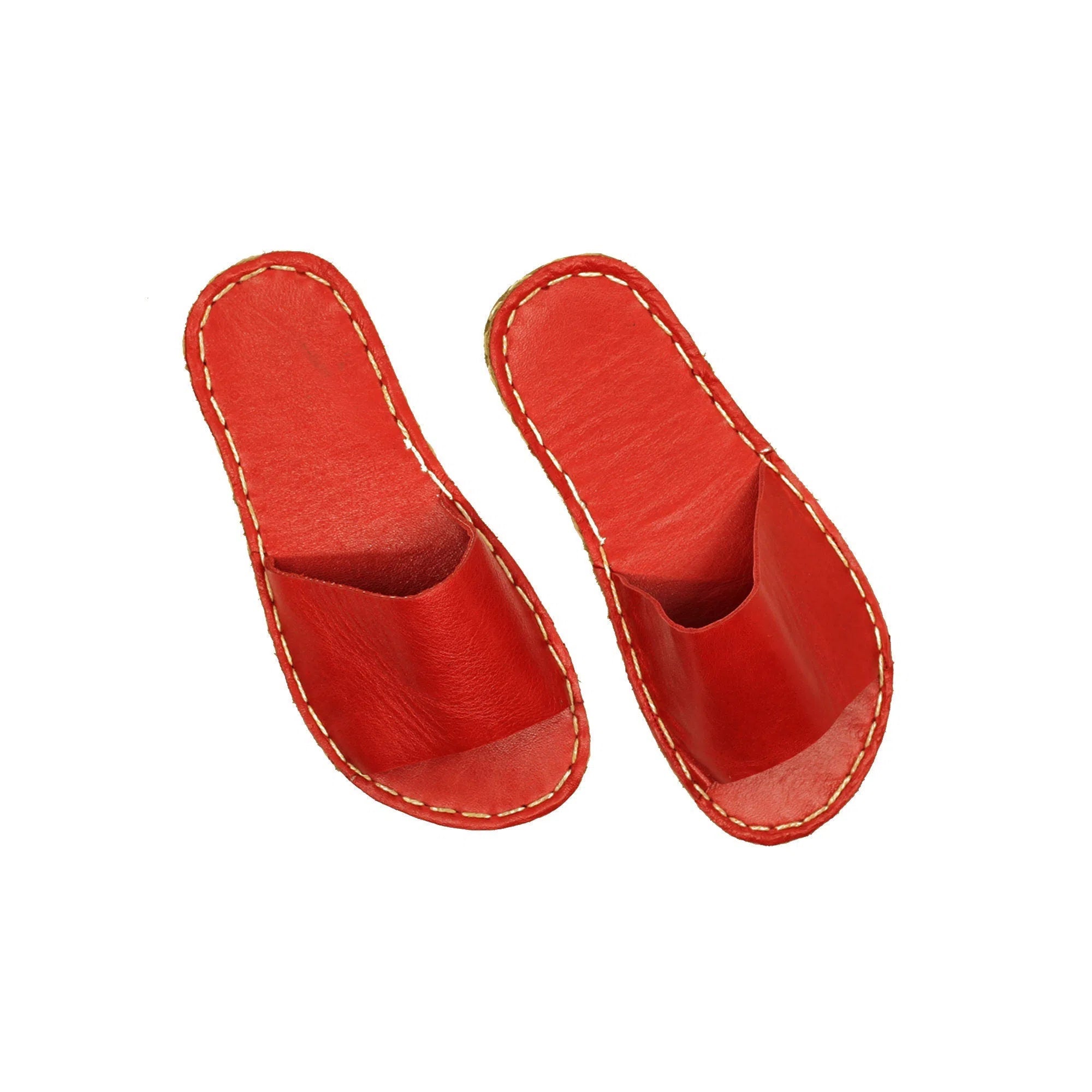 slippers with breathable uppers for warm weatherslippers for men for summer and spring -Tape Handmade Red Leather Slippers for Men