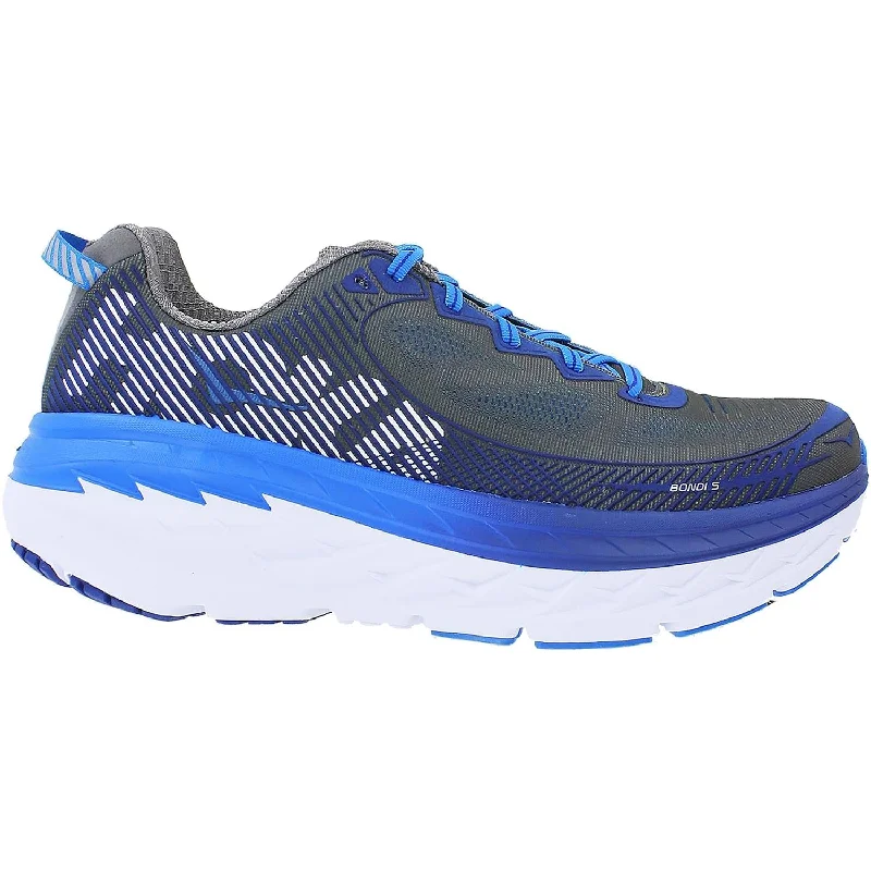 running shoes for outdoor activities with rugged solesMen's Hoka One One Bondi 5 Charcoal Grey/True Blue Mesh