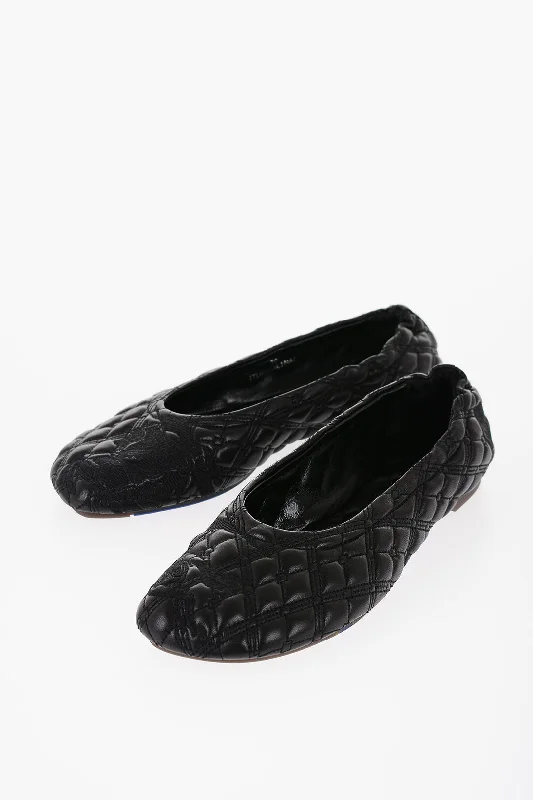 Flats with a unique slingback strap for added flairFlats for women with extra padding for comfortBurberry Quilted Leather Sadler Ballet Flats