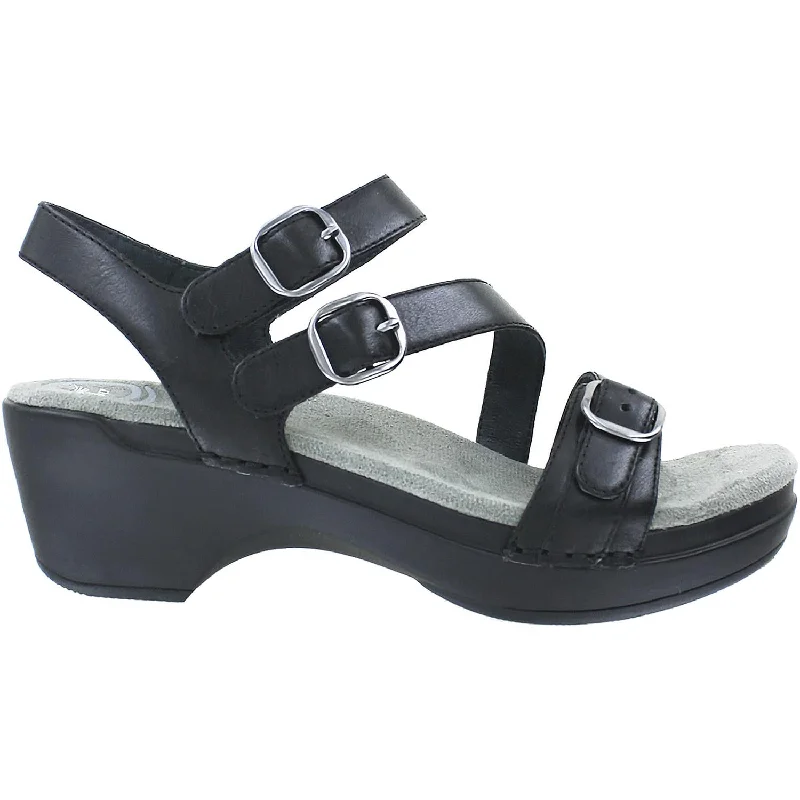 sandals for light outdoor activitiesWomen's Dansko Sacha Black Burnished Calf Leather