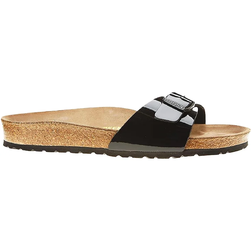 sandals for comfortable city walksWomen's Birkenstock Madrid Black Patent Birko-Flor