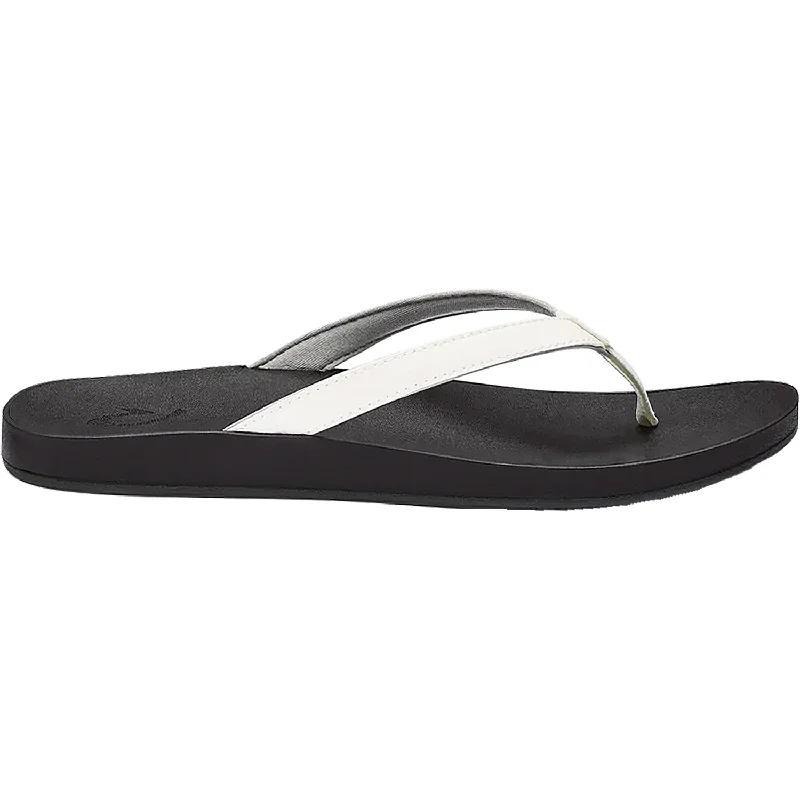 sandals with adjustable straps for comfortWomen's OluKai Puawe White/Black Synthetic