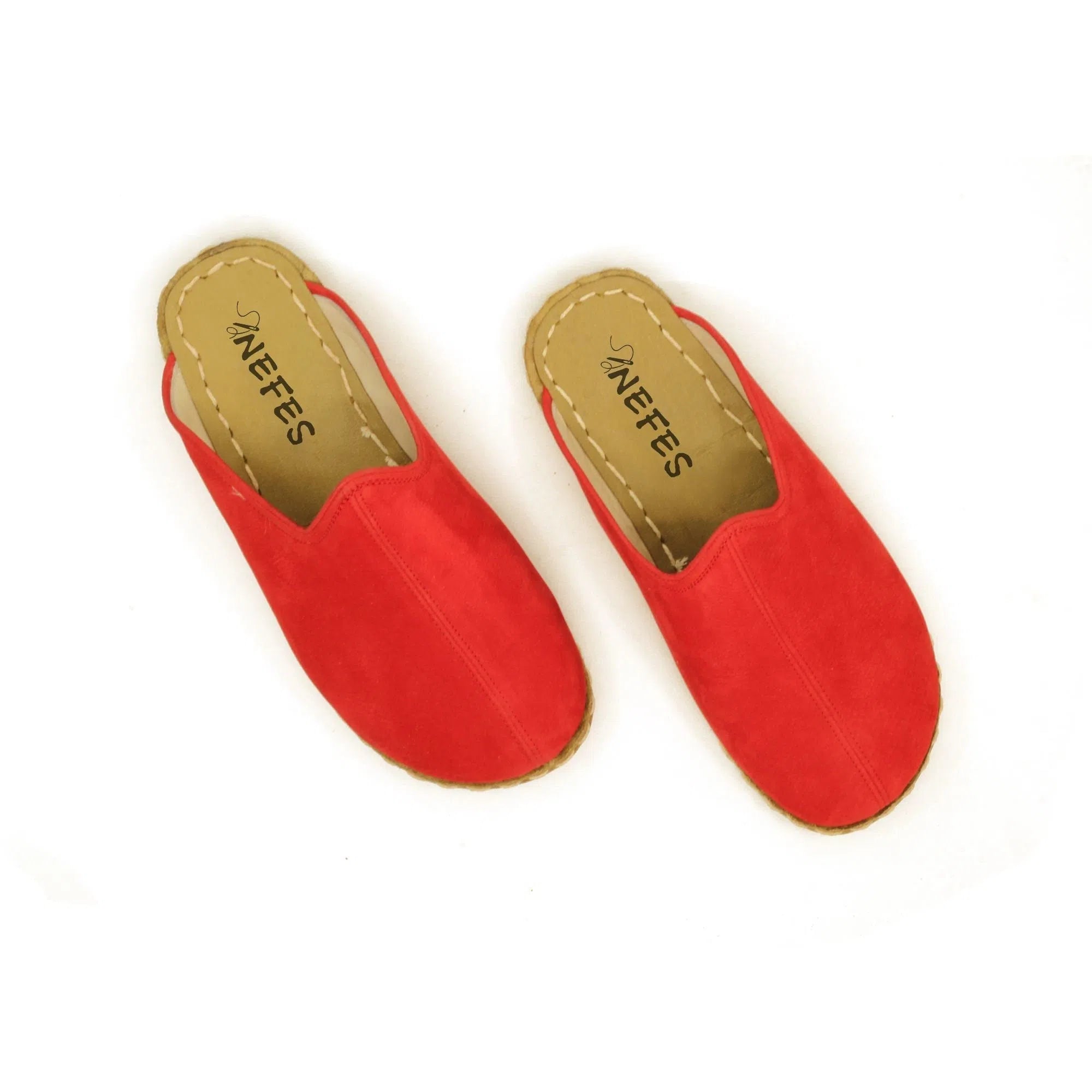 slippers with cushion heel supportstylish slippers for women with bow accents -Winter Red Nubuck Barefoot Leather Slippers