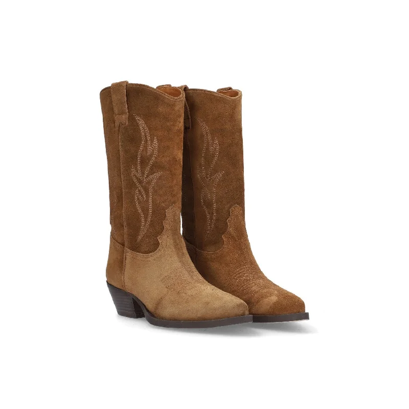 Comfortable boots with a cushioned insole for all-day wearAlpe Western 20841101 Ladies Spanish Brown Suede Slip On Mid-Calf Boots