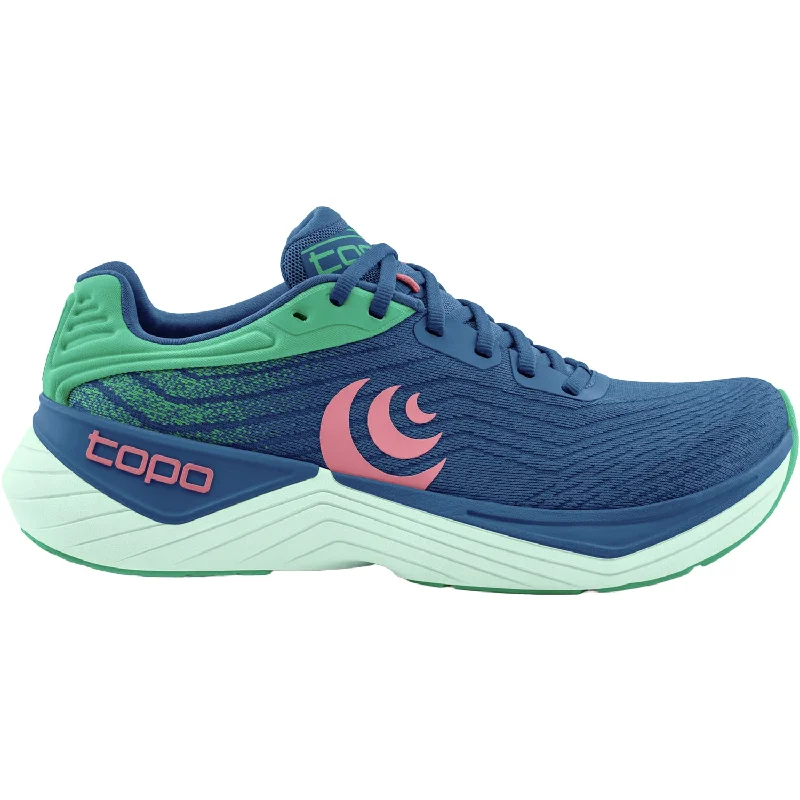 shoes for running with supportive midsole technologyWomen's Topo Ultrafly 5 Blue/Aqua Mesh