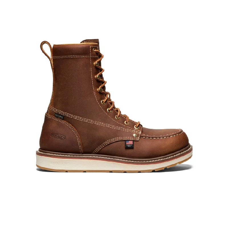 Comfortable boots with custom sizing options for a better fitMen's Liberty 8" Waterproof Boot (Soft Toe)  |  Leather Brown/Gum