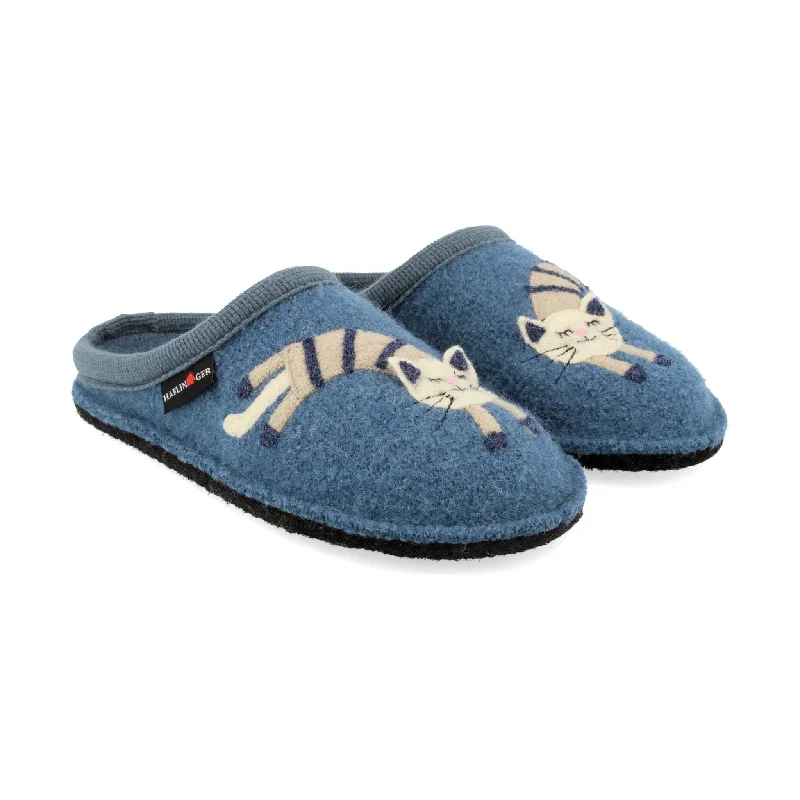 slippers for indoor and outdoor activitiesslippers for women for outdoor activities -Haflinger Katze Slippers - Blue