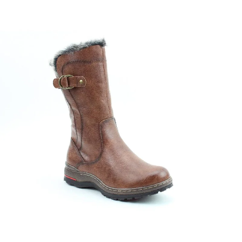 Durable boots for cold climates with insulated liningHeavenly Feet Bramble Ladies Dark Tan Vegan Side Zip Mid-Calf Boots